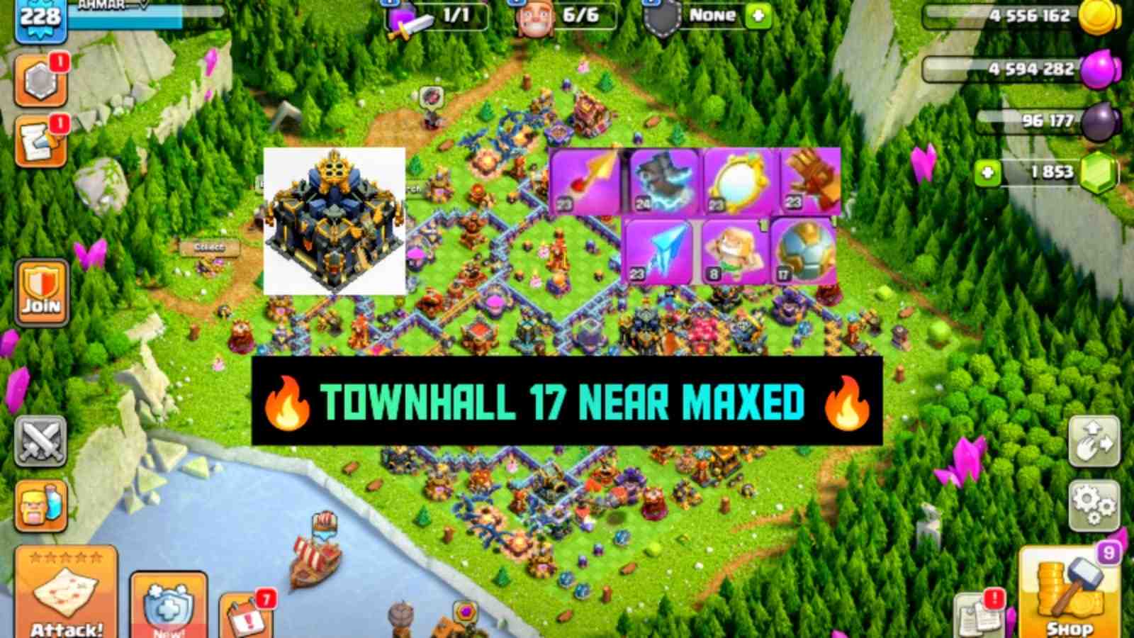 Clash of Clans-🔥PRIMĂRIE 17-APROAPE MAXIM✅ (7+ ECHIPAMENTE EPICE) EROI MAXIMIZAȚI- BK 86, AQ 87, MP 56, GW 58, RC 37 - PREMIUM- ios-pc-android-mac