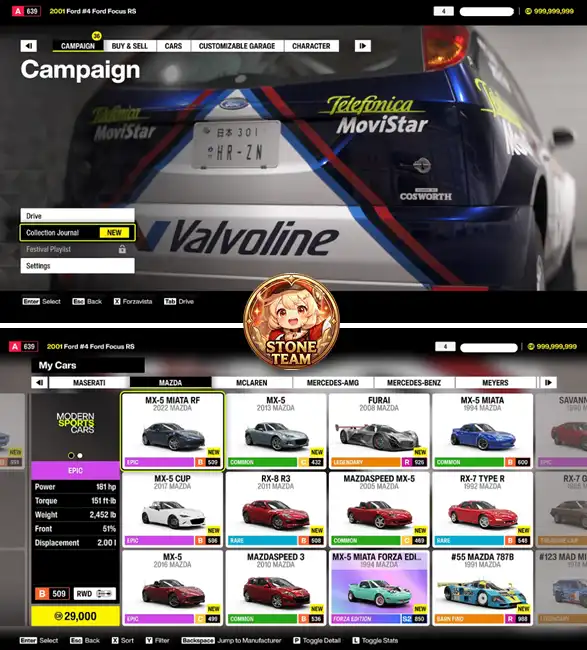 Toutes les voitures Xbox ID 999 millions de crédits