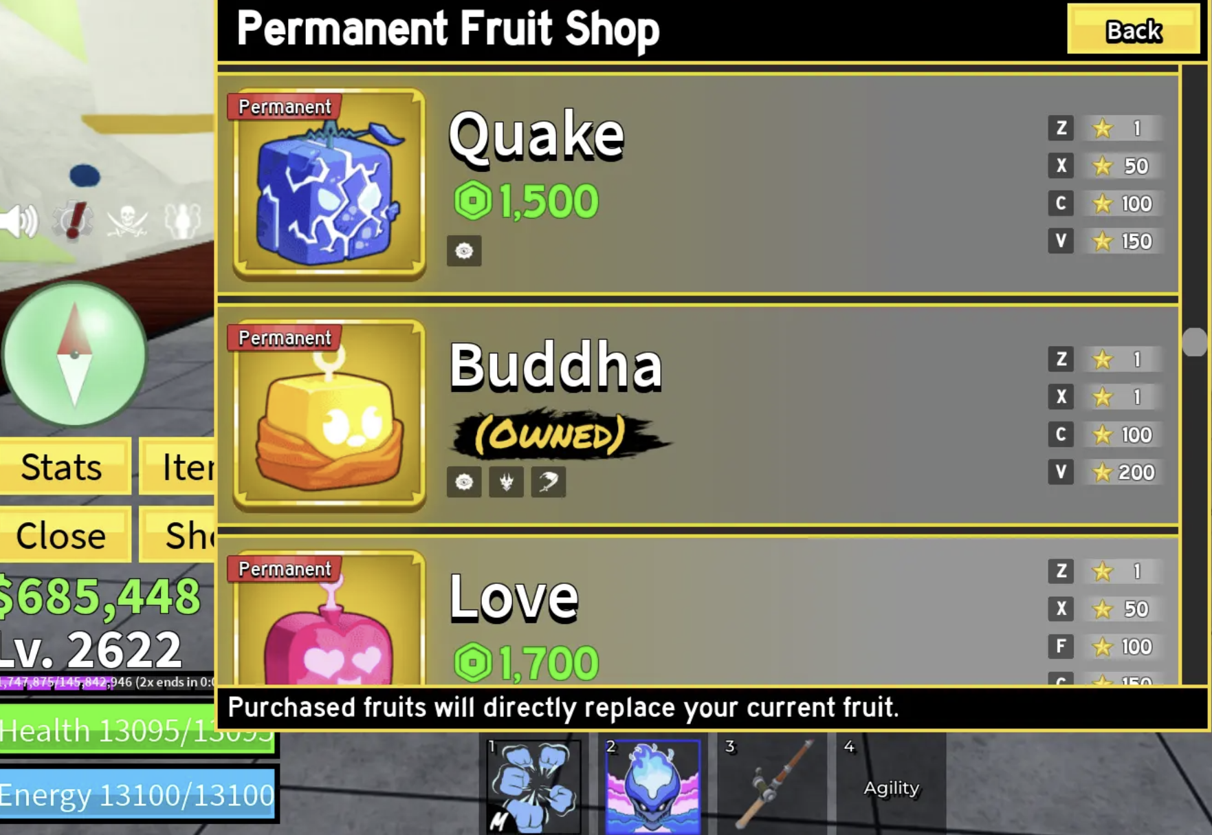 Blox Fruits | LVL 2622 • Raza Conejo • 6 PERMS (Blizzard, Buddha, Smoke, Blade, Spin, Rocket) • Sable • Buddy Sword • Midnight Blade • Bisento • Kabuc