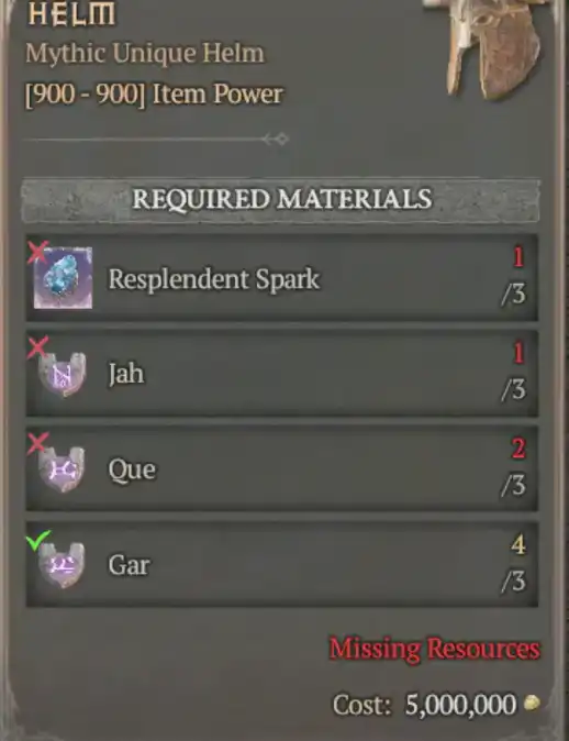 S14-SC- Jah*3+Que*3+Gar*3 (Mythic Unique Helm Rune Set)