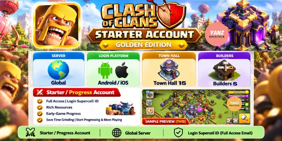 [Global] Cuenta de inicio Clash of Clans | Ayuntamiento 15 + 5 constructores + 5 tropas maximizables