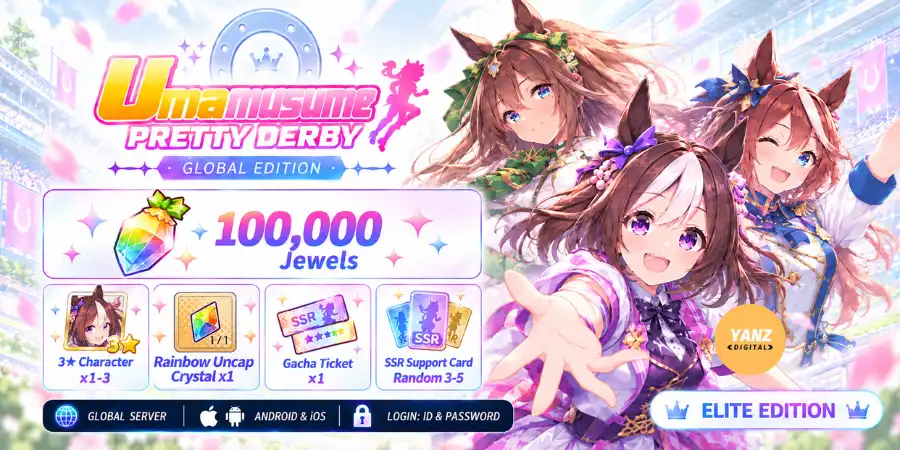 Umamusume-Konto | 100000 Juwelen + 3-Sterne-Char x1-3 + Zufällig 3-5 + 1 Ticket + 1 Rb Uncap Crystal