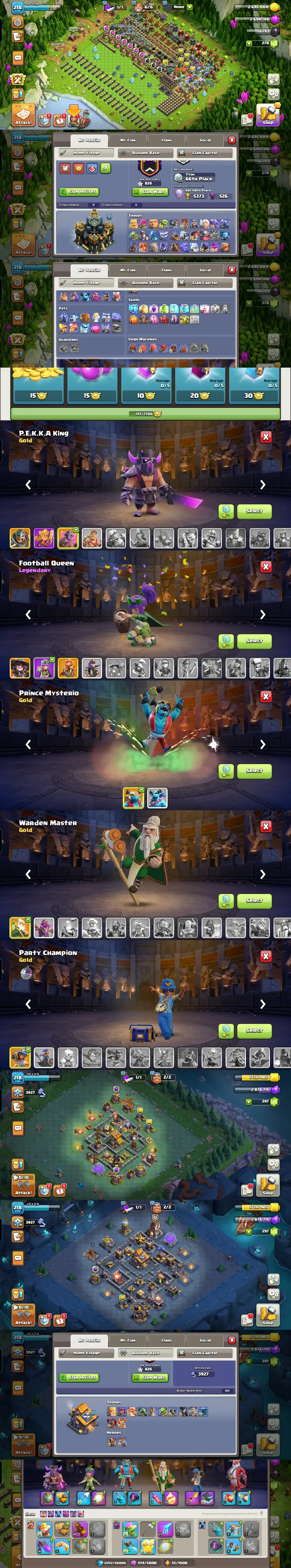 🔥 A15→TH17 ➤XP218 ➤BK86⎯AQ100⎯GW71⎯MP57⎯RC49 ➤9 Hero Skins ➤7 Epic EQ ➤Max Builder Base ➤💎 Link to Buyer Email 📧 ➤⚡Instant Delivery