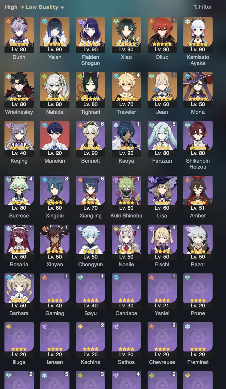 [3合1] / 即时 • Genshin Impact • 56级AR • 51角色（11传奇）• 完全访问 • 2个礼物