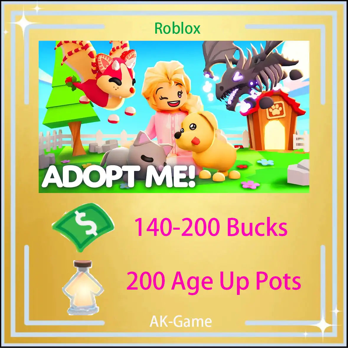 Adopt Me 140K-200K Bucks 200-300 Potions de Vieillissement