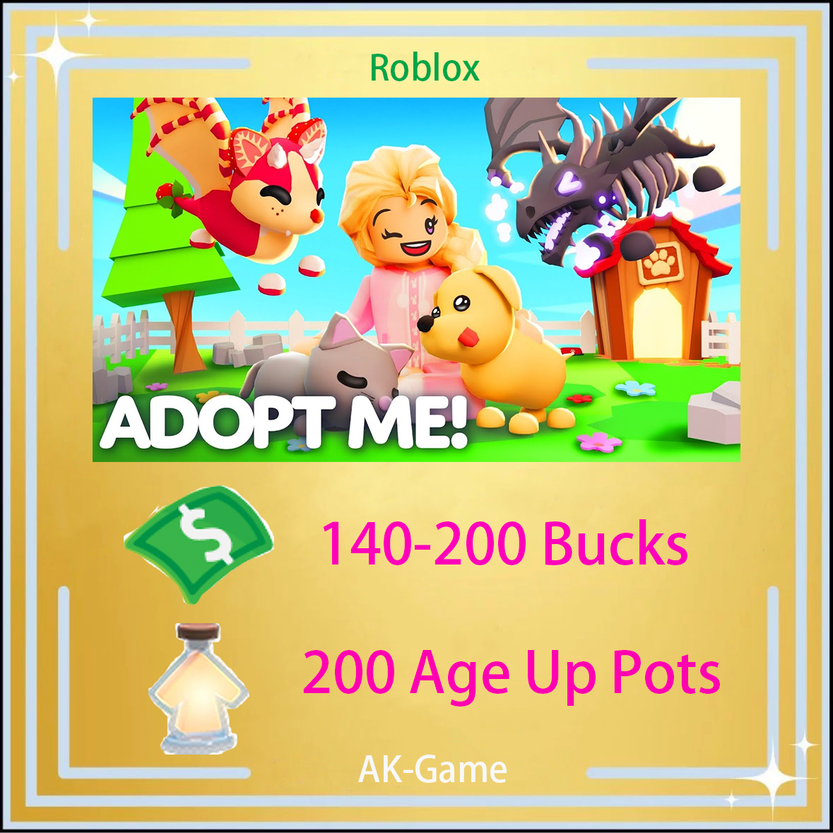 Adopt Me 140K-200K Bucks 200-300 Pozioni di Invecchiamento
