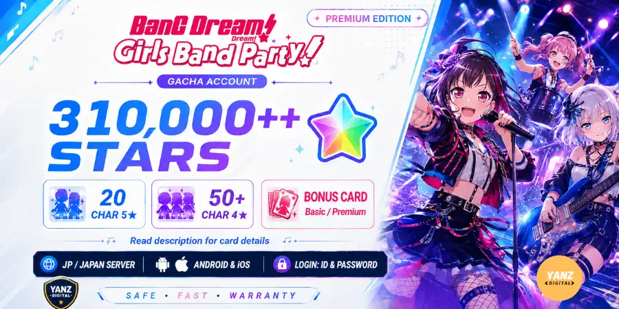 [JP Server] Konto BanG Dream! | 310000 Sterne + Char 5-Stern x20 + Char 4-Stern x50