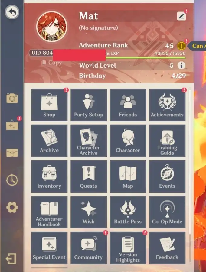 Account GENSHIN IMPACT – AR 45 | Asia | UID vecchio