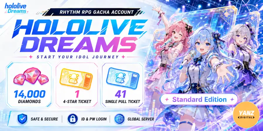 [Global] hololive Dreams 계정 | 다이아몬드 14000개 + 4성 티켓 1장 + 단일 뽑기 티켓 41장 - 스탠다드 에디션