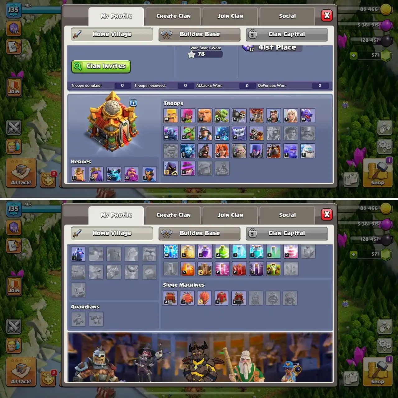 TOUS MURS VIOLETS, BON ÉQUIPEMENT ÉPIQUE, 8 ANCIENS SKINS PREMIUM DE HÉROS (20% DE RÉDUCTION LIMITÉE) TH16 CORRECT, RENOMMAGE OUI | BK51, Q40, MP40, W32, RC18 | NIVEAU 135