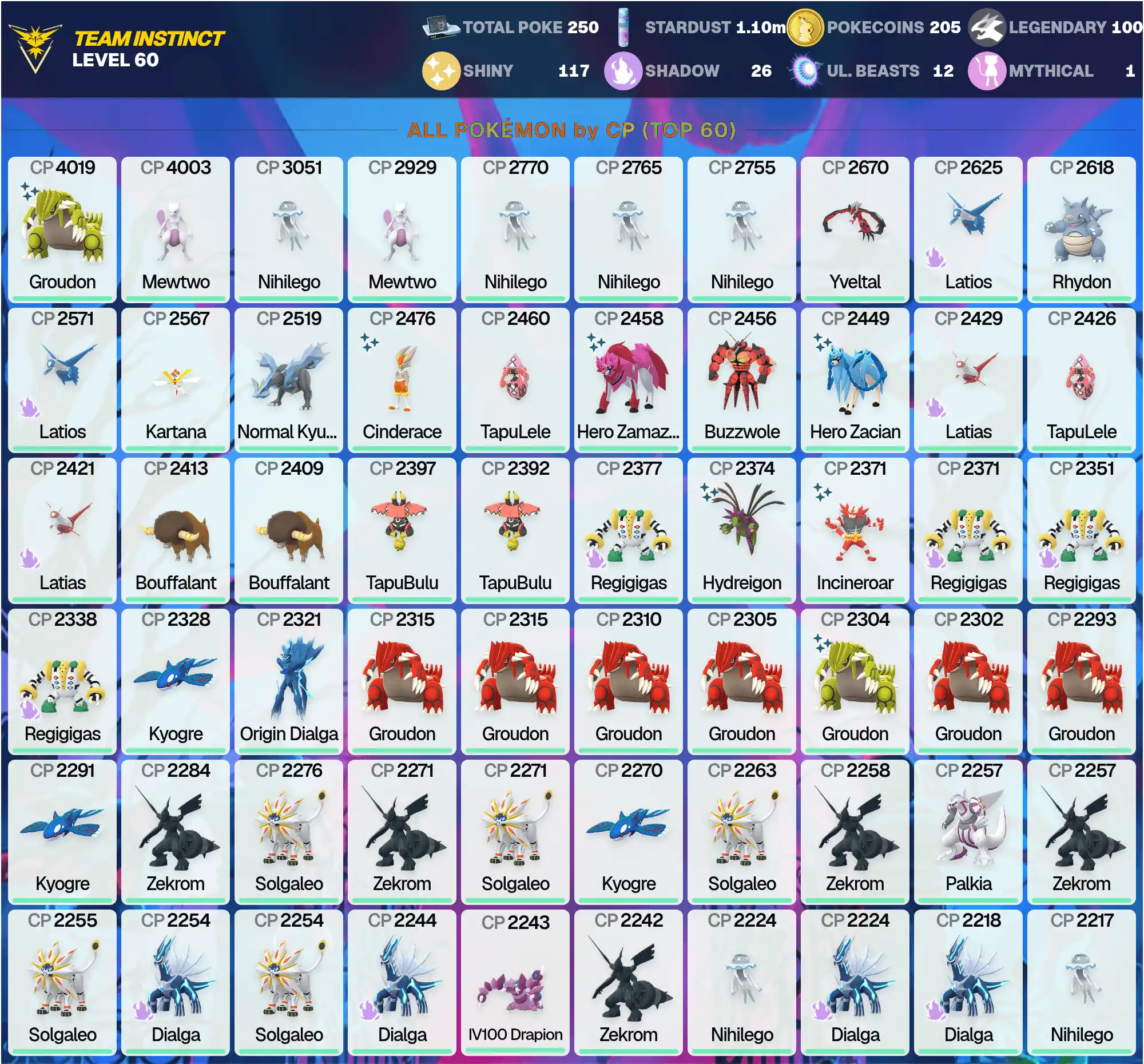 Shiny Groudon 4K /Mewtwo 4K /Legend:100 /Shiny:117 /Shiny:Zamazenta,Zacian,Latios,Regidrago,Regieleki /[CNL] /PG-OTMBG