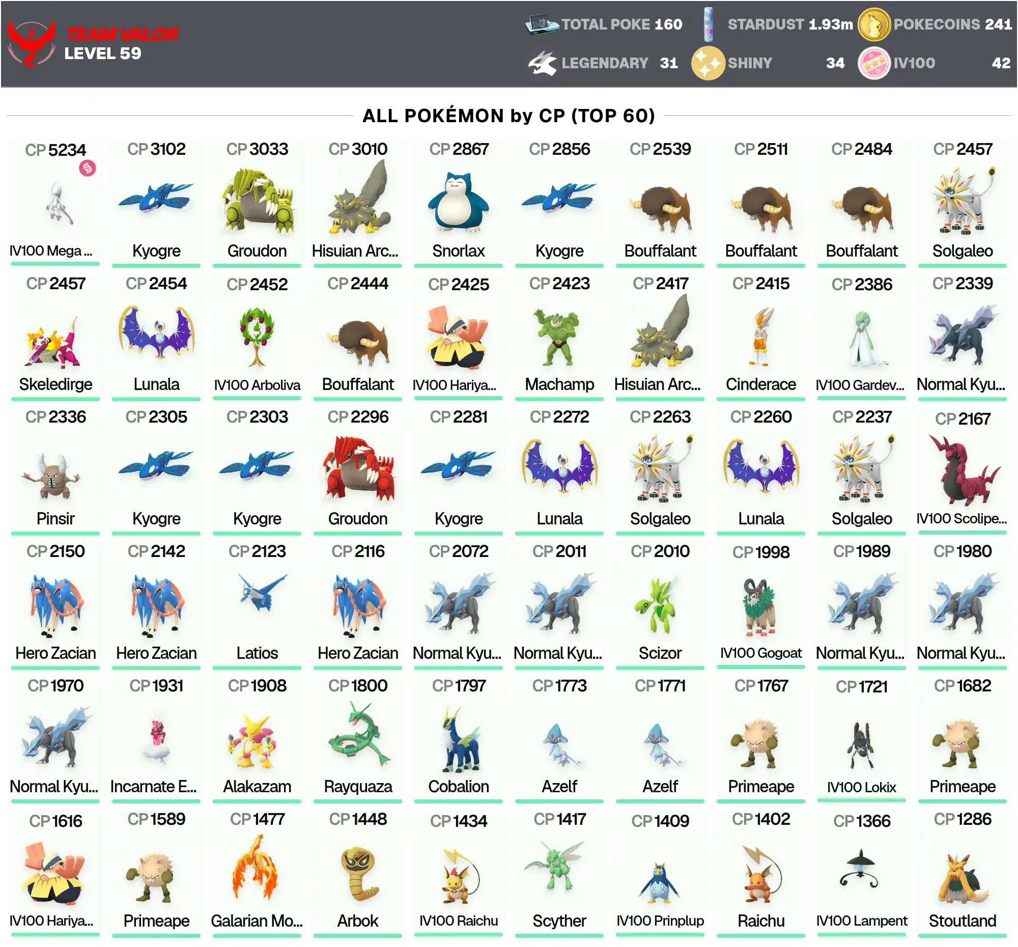 IV100 MEGA Mewtwo Y 5,2K • Glänzendes Galarian Moltres • Glänzend: Groudon 3K, Kyurem, Cobalion • Legendär: 31 • Glänzend: 34 • Hundo: 42 • [CNL] • PG-VRPET