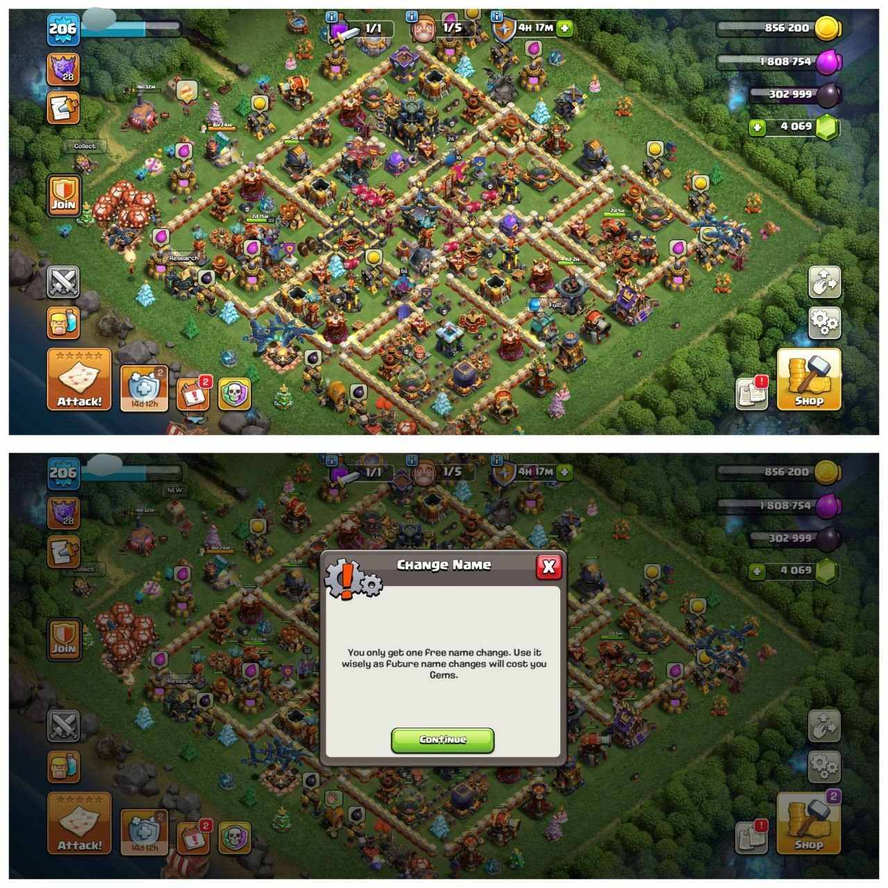 TH17 Almost Max ID ⚡️ 7 Epic Equipment ⚡️ XP-206 ⚡️ Hero 69-92-56-33-24-7 ⚡️ Free Name Change ⚡️ Magic Items ⚡️ 274 CWL Medals ⚡️ OP Lab ⚡️ Instant Delivery 🚚