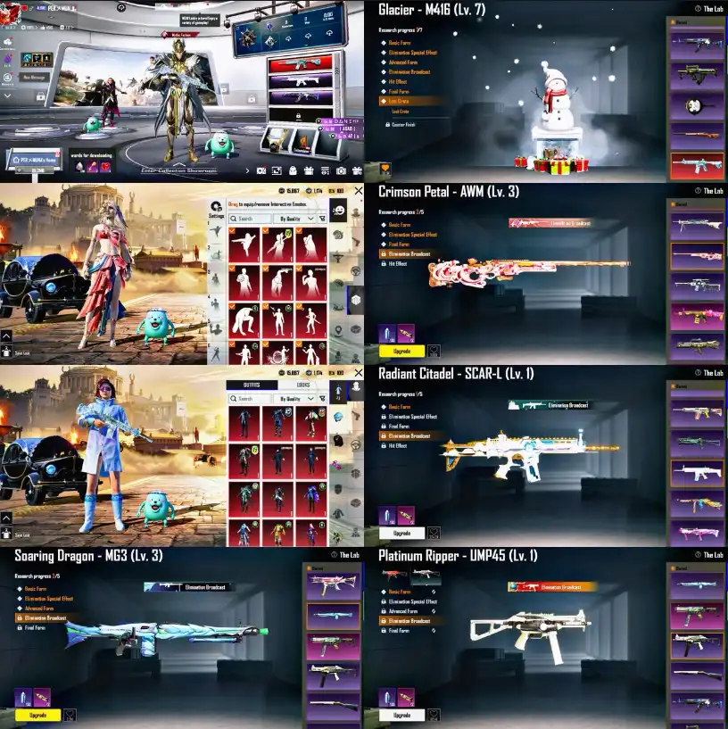 M416 GLACIER MAX LV7 | 87 MYTHIC | 31 GUNLAB | TRUE UMP | 72 LVL | OP INVENTORY