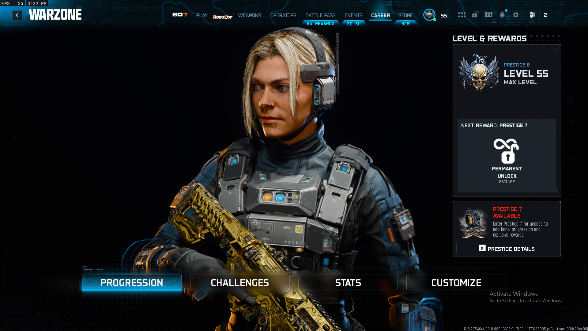 [BO7] WARZONE | Prestige 6 Niveau 55 | 25 Armes Max | AR, SMG, Sniper, KAR98, SUPRI 46 Max | 200+ Camouflages | Livraison Instantanée | Accès Complet