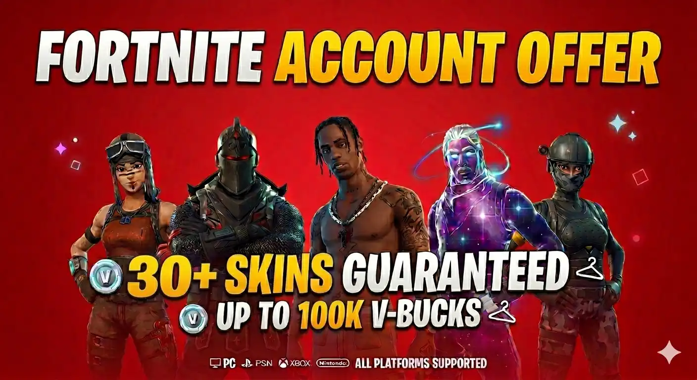 Conta Fortnite | 500-100K V-BUCKS & 30-100 Skins | Garantido | Acesso Total