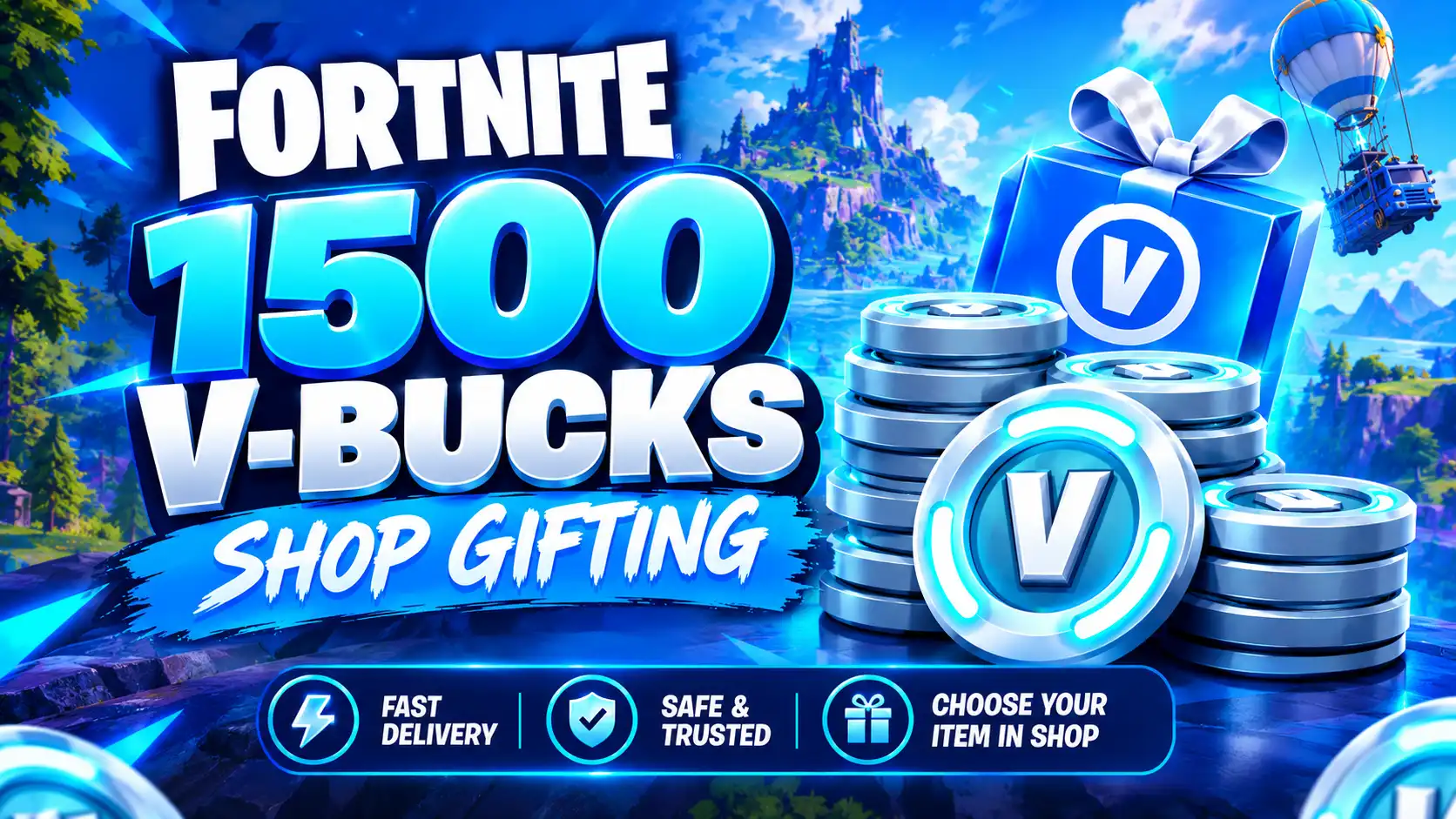 Fortnite 1500 V-Bucks Pamimigay sa Shop