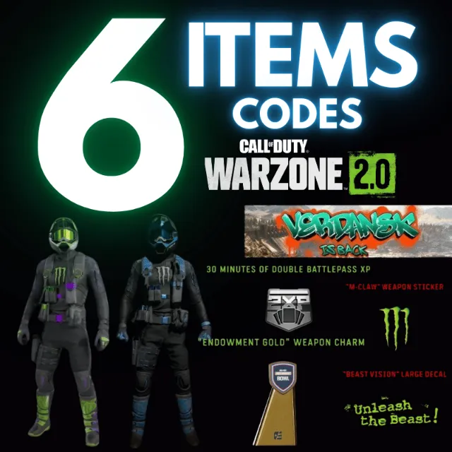 COD MWIII WARZONE MONSTER ENERGY ULTIMATE PACK (6 عناصر | 8 رموز) PC * PSN * XBOX