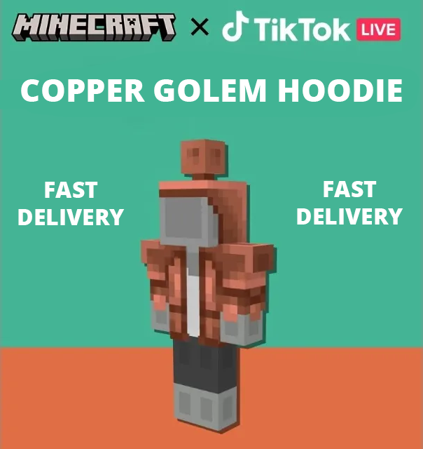 Minecraft - Copper Golem Hoodie CÓDIGO (Java y Bedrock) - Entrega Rápida