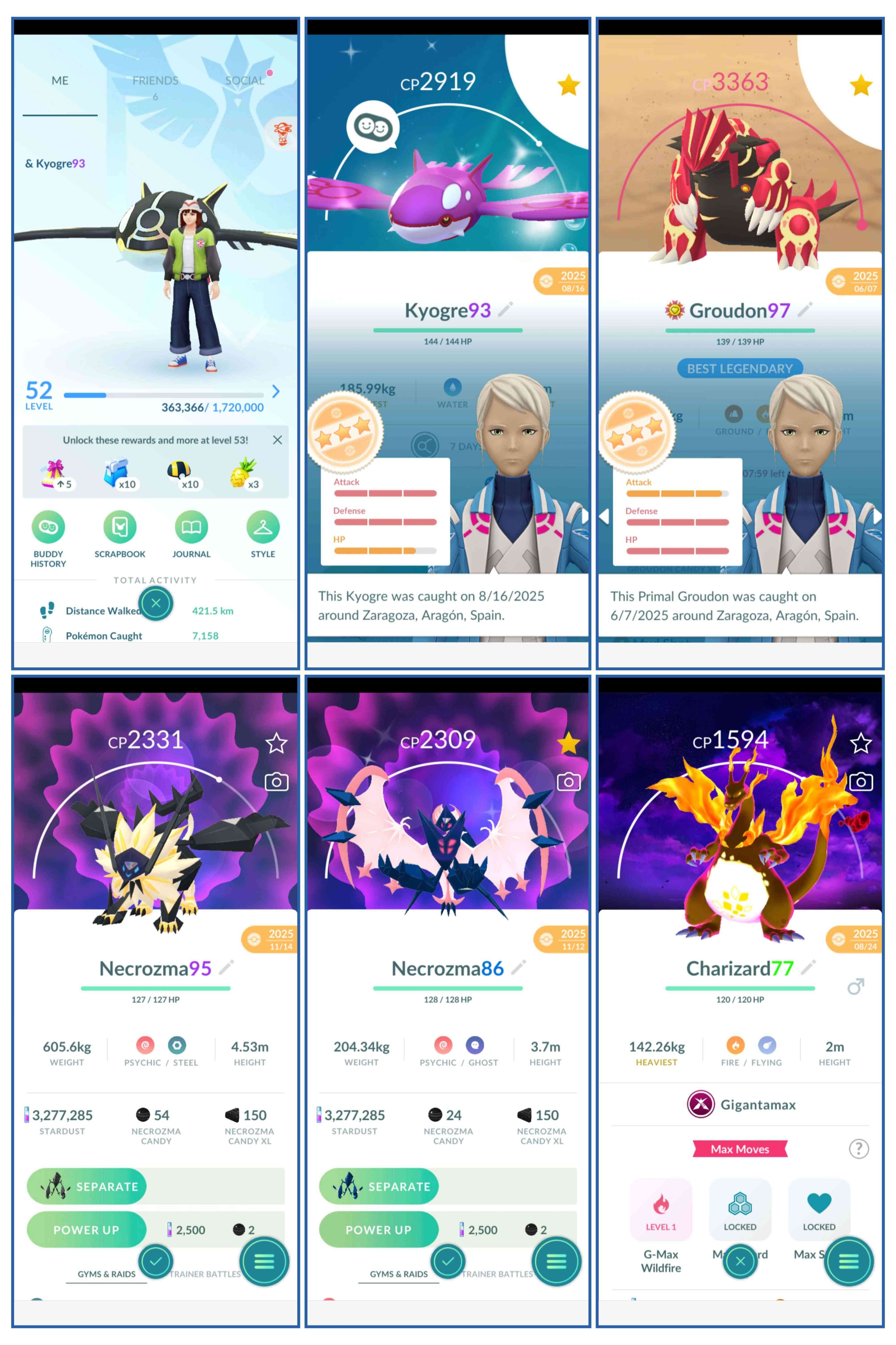 LIVELLO 52 | 97 IV PRIMAL GROUDON | 93 IV SHINY PRIMAL KYOGRE | MEGA RAYQUAZA | 216 Leggendario - 20 Leggendario Shiny | 95 IV DUSK MANE NECROZMA | DAWN WINGS