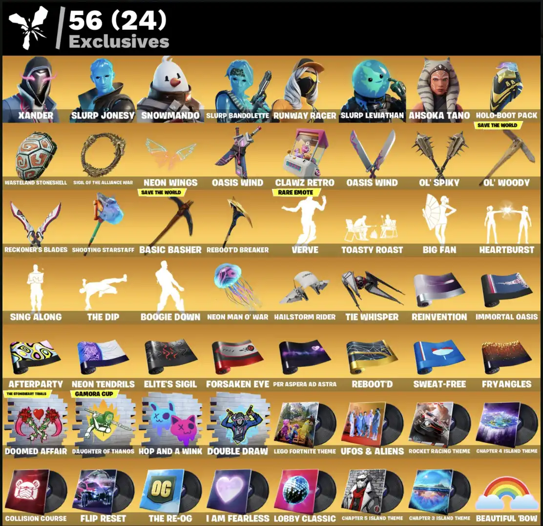 [3in1] FORTNITE Tutte le piattaforme 236 skin (27 a pagamento) Accesso completo Garanzia 2 regali gratis