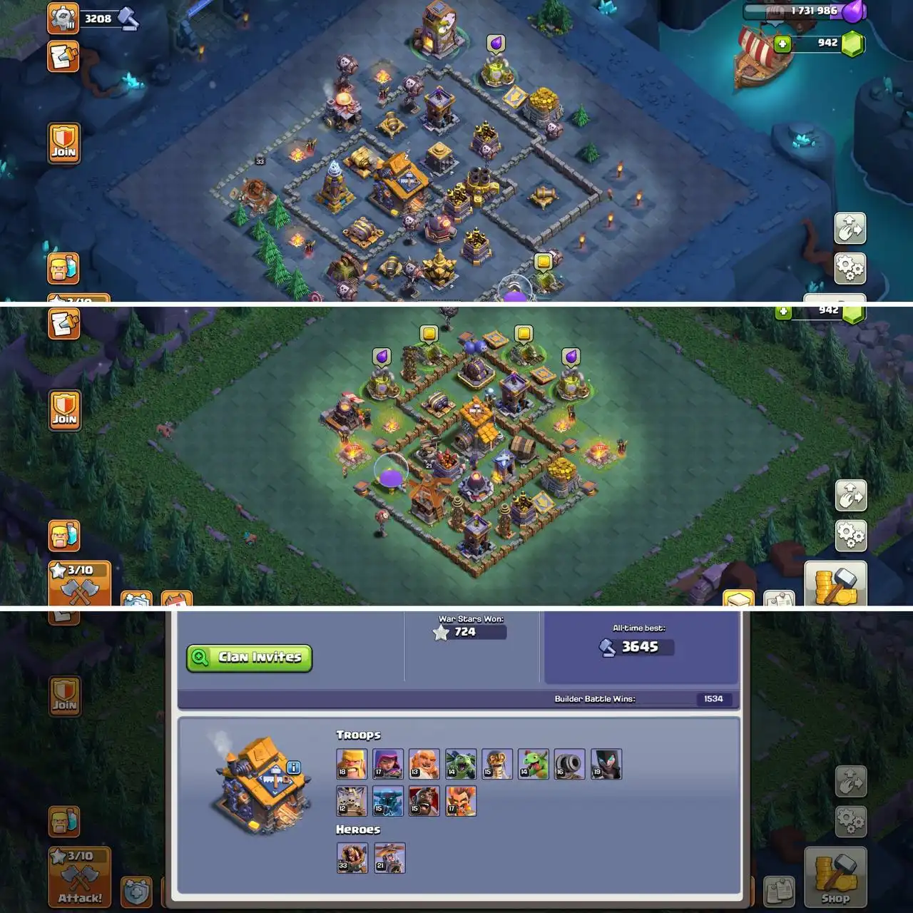 GOOD EPIC EQUIPMENT, 250+ LEAGUE MEDALS, 6 BUILDER (33% LIMITED TIME OFF) GREAT VALUE TH18, NC YES | BK64, Q78, MP50, W43, RC40 | BH10, MAGIC ITEMS |