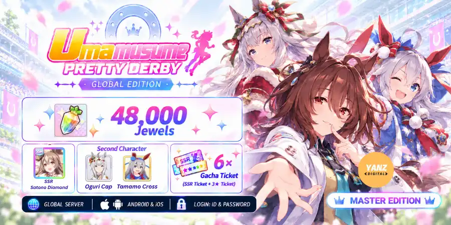 Umamusume-Konto | 48000 Juwelen + SSR Satono Diamond + Oguri Cap + Tamamo Cross + 6 Tickets