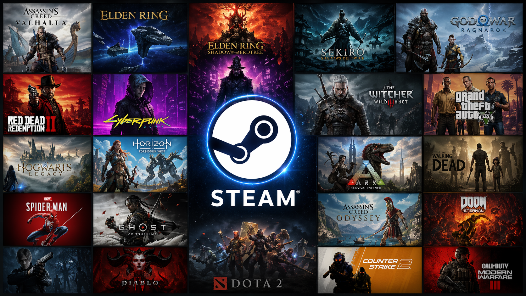 ARC Raiders + STEAM 599 🎮Cyberpunk 2077، Red Dead Redemption 2، سلسلة Assassin’s Creed، God of War، COD، GTA V، Elden Ring والمزيد🔥