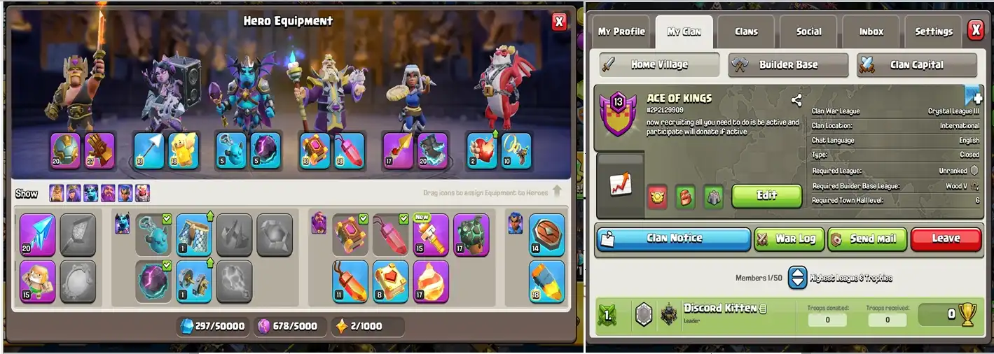 🔰SKTN🔰TH17✦EXP 226⚔️HÉROE 79•88•73•63•50•5=Bono de Clan Nivel 13