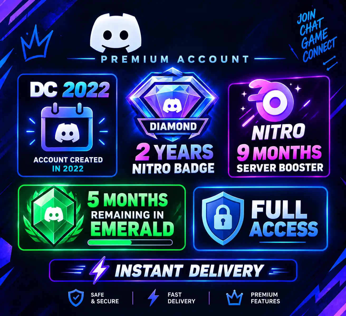 💎 DC 2022 | 🏆 DIAMOND ২ বছর NITRO BADGE | 🚀 ৯ মাস SERVER BOOSTER | 💚 EMERALD এ ৫ মাস বাকি | 🔐 সম্পূর্ণ অ্যাক্সেস | ⚡ তাৎক্ষণিক ডেলিভারি