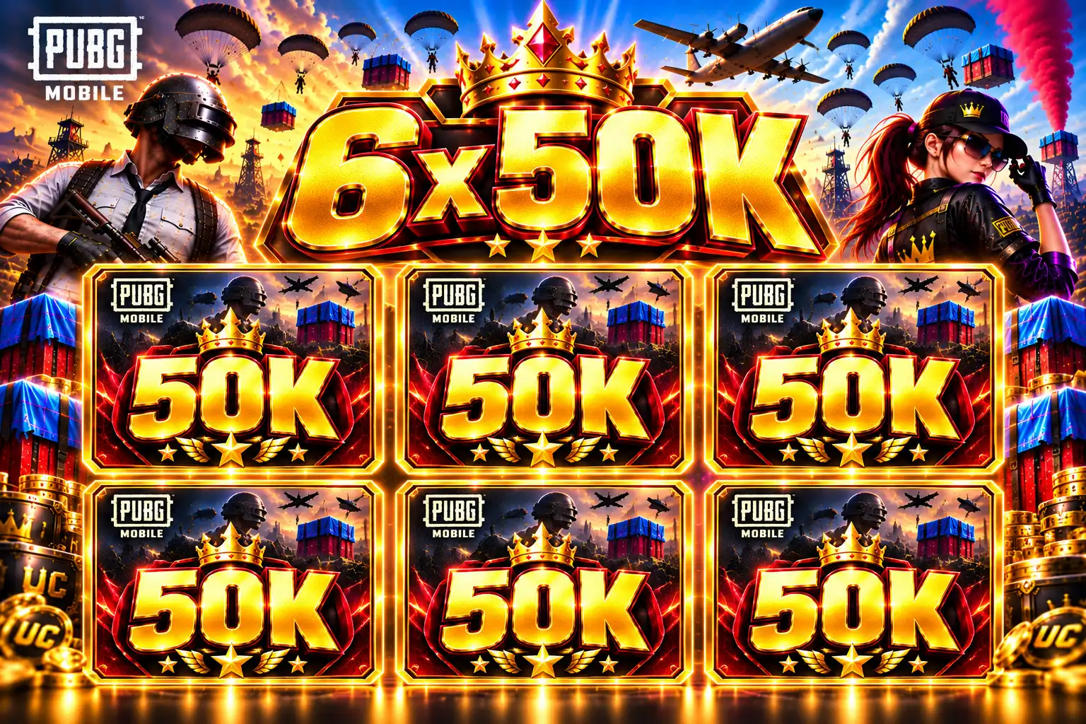 (6× 50K POPULARITY CARDS) — 300K INSGESAMT | PUBG GLOBAL