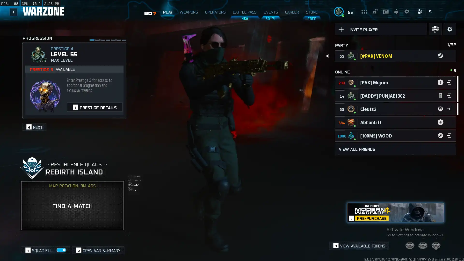WARZONE 5 / BLACK OPS 7 Prestige 5 Gyémánt Rang WZ S4 15 Max Fegyver Ritka Esemény Álcák Teljes Hozzáférés Azonnali Kiszállítás