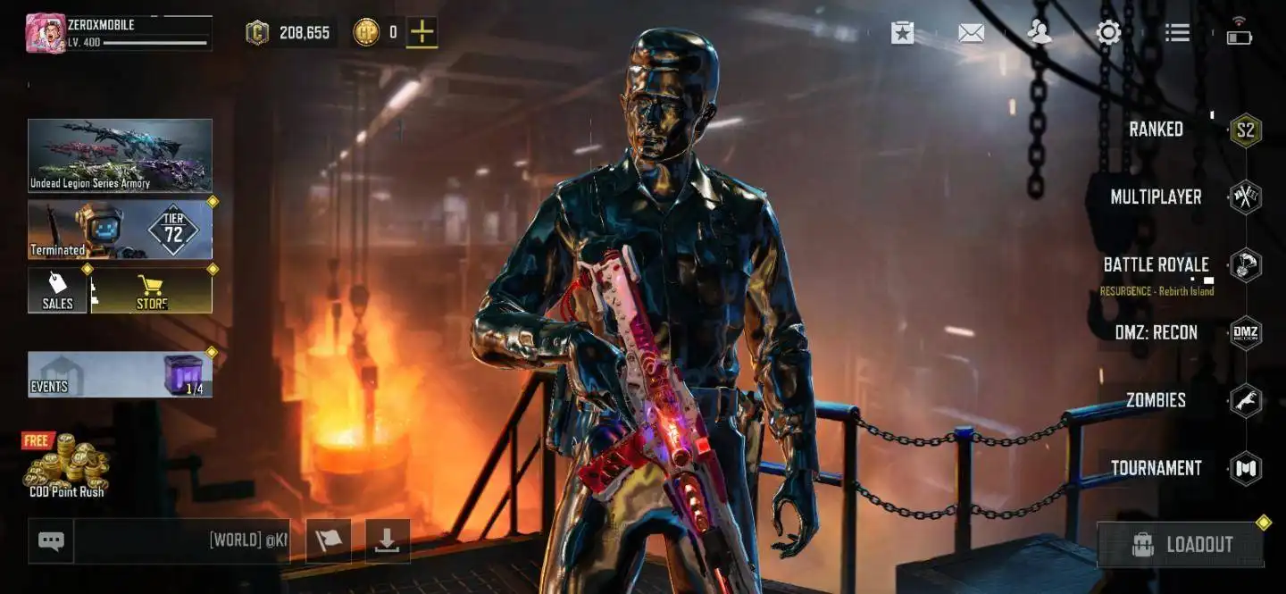 🔥COD MOBILE 🔥 CUENTA DE NIVEL 400+ MÁXIMO NIVEL 🔥 2 MYTHIC + 11 LEGENDARY + 1 LEGACY 🔥 2 SKINS DE TERMINATOR DE PAGO 🔥 600 EPICS 🔥 CAMOS PLATINO Y ORO 🔥